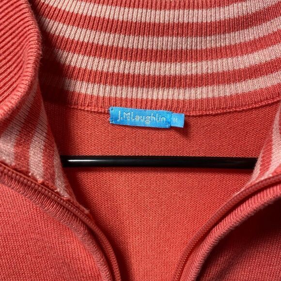 J. McLaughlin Quarter Zip Mock Neck Knit Sweater in Coral Pink Sz Medium - Picture 3 of 8